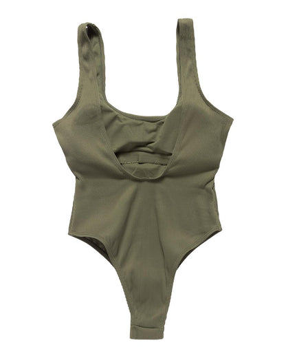 Thyme Sienna High Cut Swimsuit, Green.