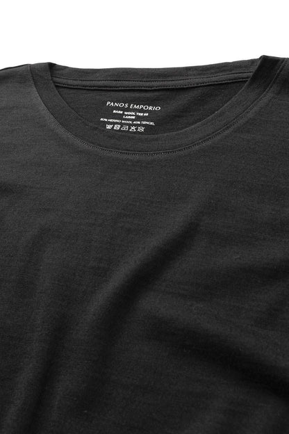 Panos Emporio  Eco Merino Wool T-Shirt, Black