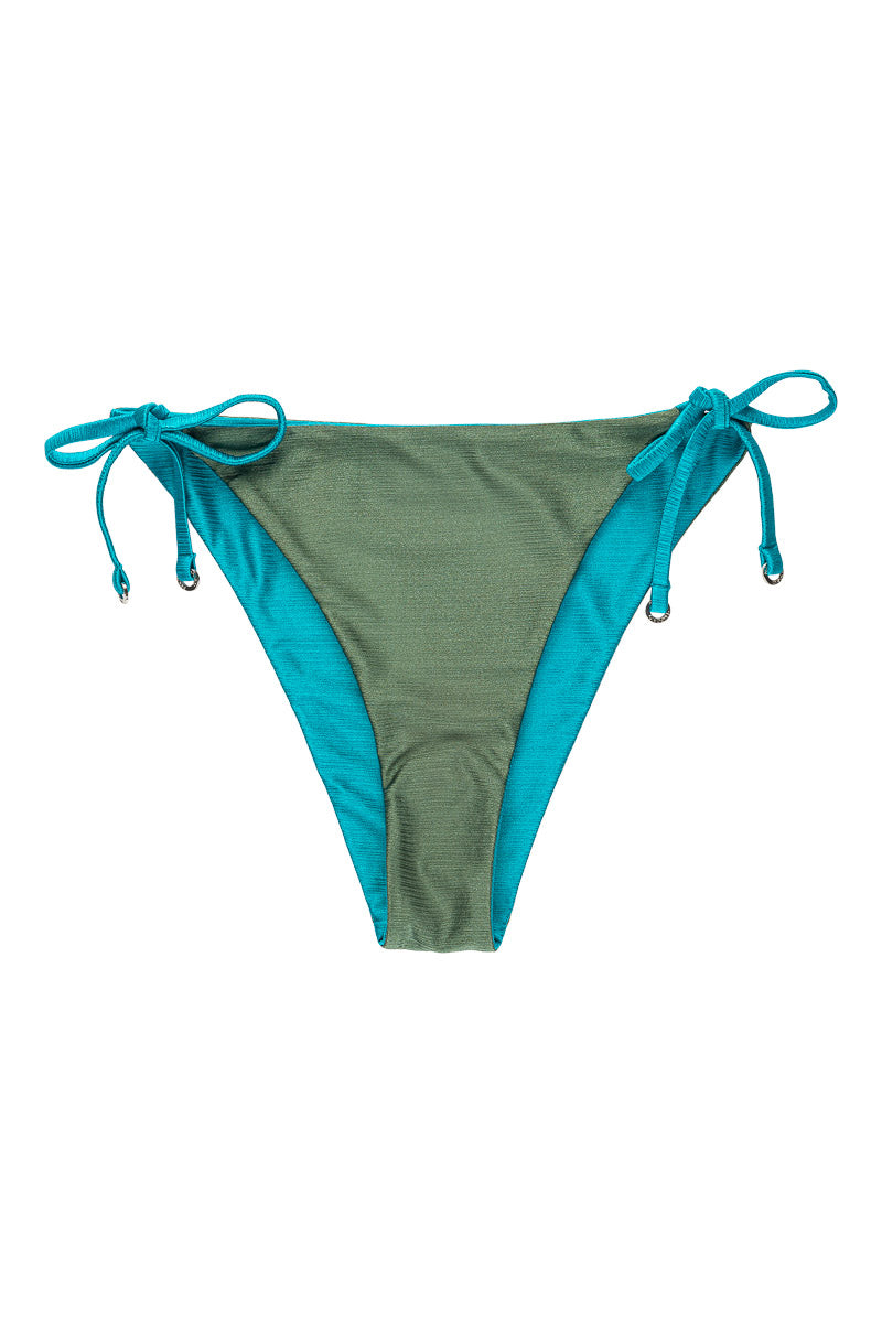 Panos Emporio  Iliana Reversible Side Tie Bikini Brief, Earth Green/Capri Blue