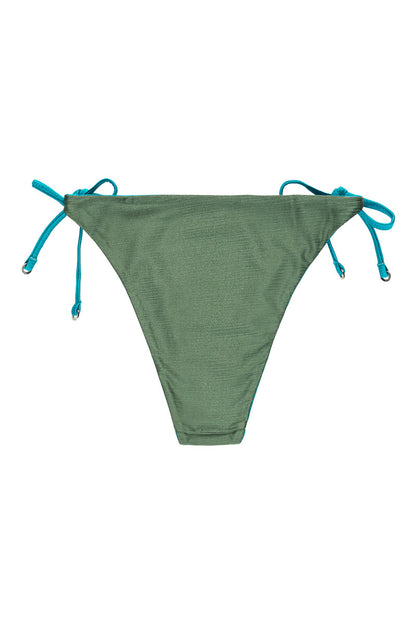 Panos Emporio  Iliana Reversible Side Tie Bikini Brief, Earth Green/Capri Blue