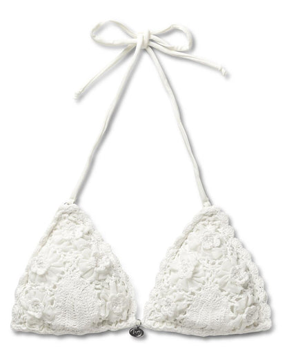 Crochet Lace Kandia Triangle Bikini Top, Off White.