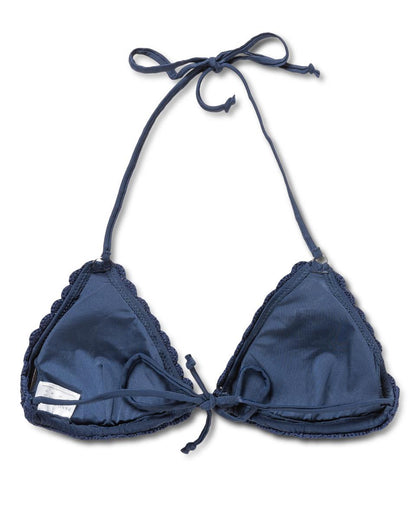 Crochet Lace Kandia Triangle Bikini Top, Navy.